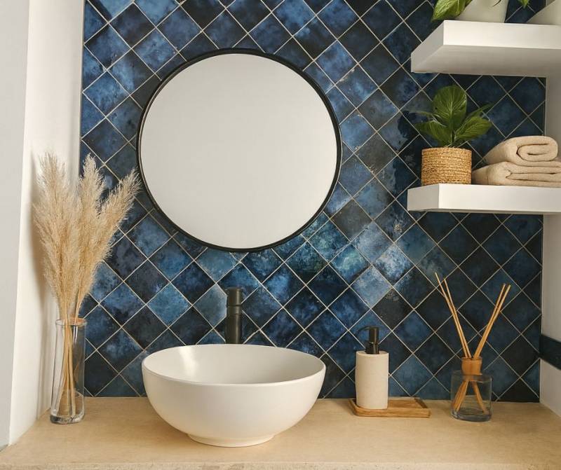 Rénover une salle de bain moderne à Bordeaux en Gironde avec zellige et robinetterie noire mate