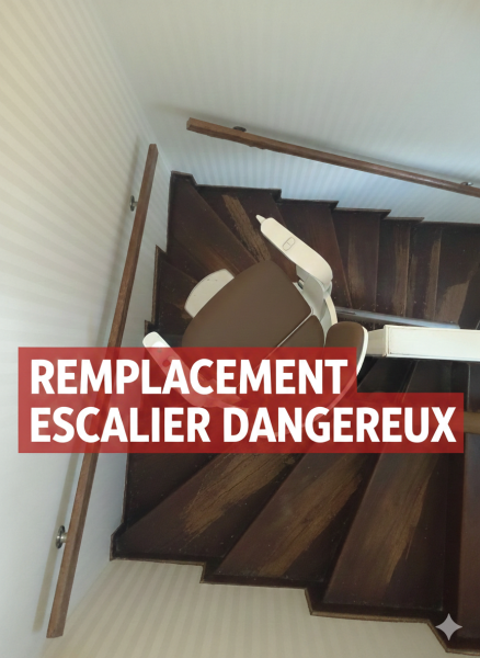 Remplacer un escalier dangereux par l'installation d'un monte-escalier sécurisé, confort pour séniors et PMR à Bordeaux 33