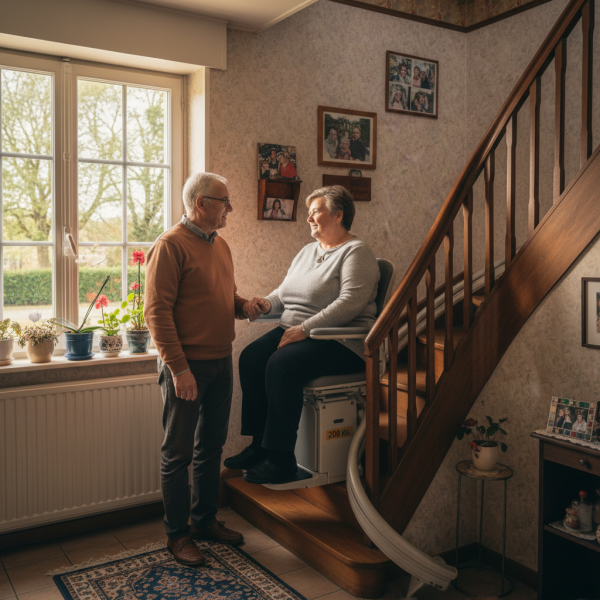 Entreprise locale pour monte-escalier intérieur bariatrique pour forte corpulence à Gradignan proche Bordeaux avec capacité jusqu’à 200kg et structure renforcée en Gironde 33170