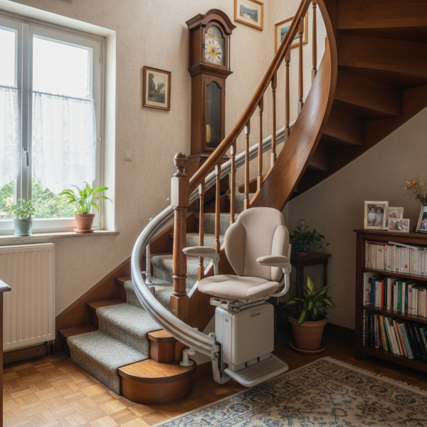 Installateur certifié de monte-escalier intérieur pour escalier colimaçon à Gradignan proche Bordeaux avec conception sur mesure et motorisation silencieuse en Gironde 33170