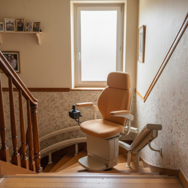 Monte-escalier intérieur pour personne âgée vivant seule à Bordeaux vers Pessac avec assise ergonomique confortable et verrouillage sécurisé en Gironde 33000